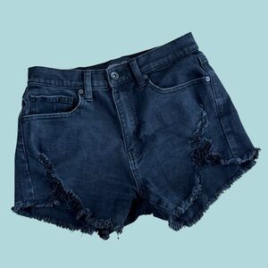 Kendall & Kylie Dark Denim Frayed Shorts